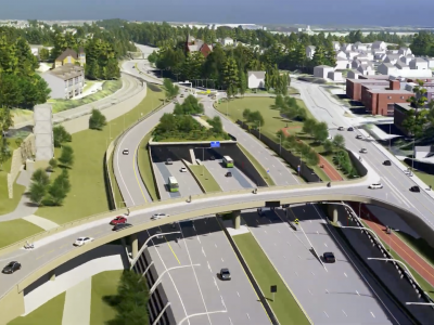 Close to Strand there will also be a lid over the E18 highway. A bike lane of high standard will also be part of the system. Photo: ViaNova Plan og Trafikk